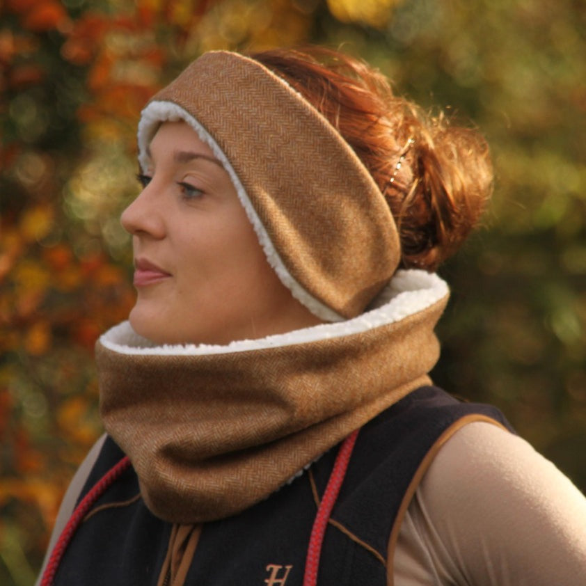 Tweed Headband - Tan herringbone