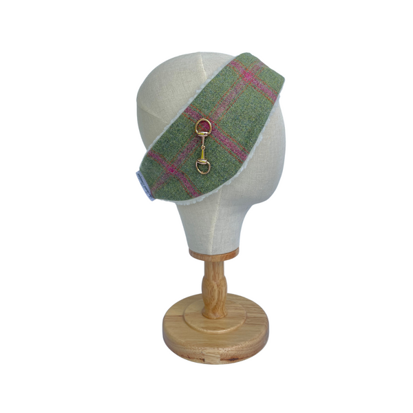 Classic Tweed Headband - Green and Fuschia