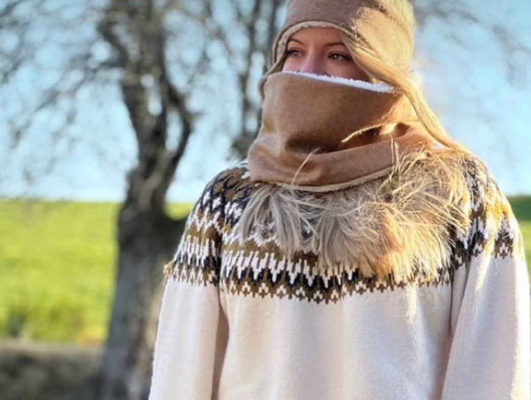 Luxury tweed headband & snood set - gold snaffle bit