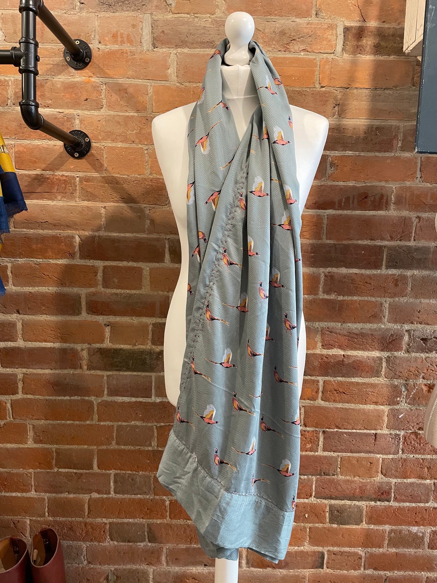 Teal pheasant scarf large
