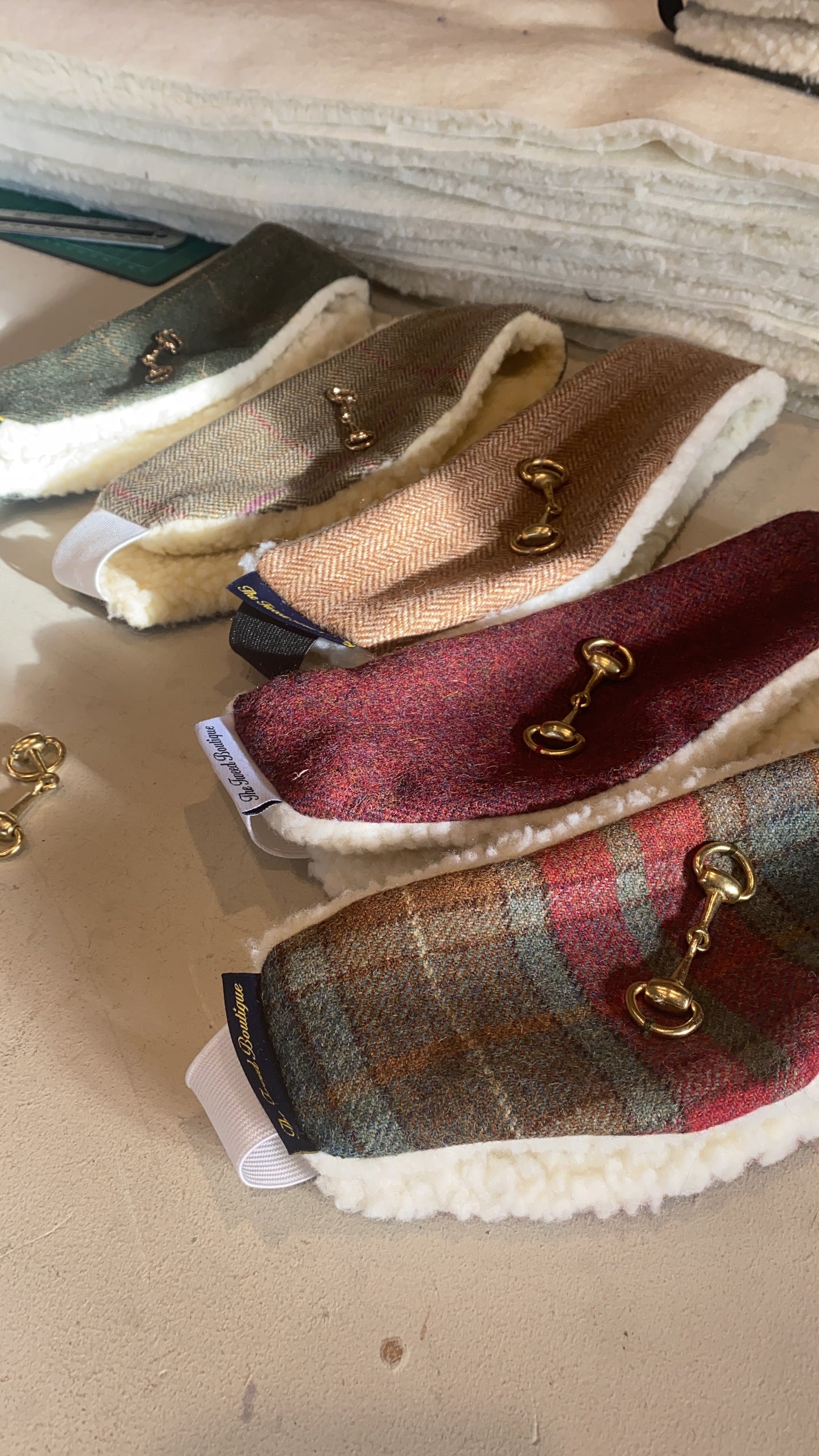 Luxury tweed headband & snood set - gold snaffle bit
