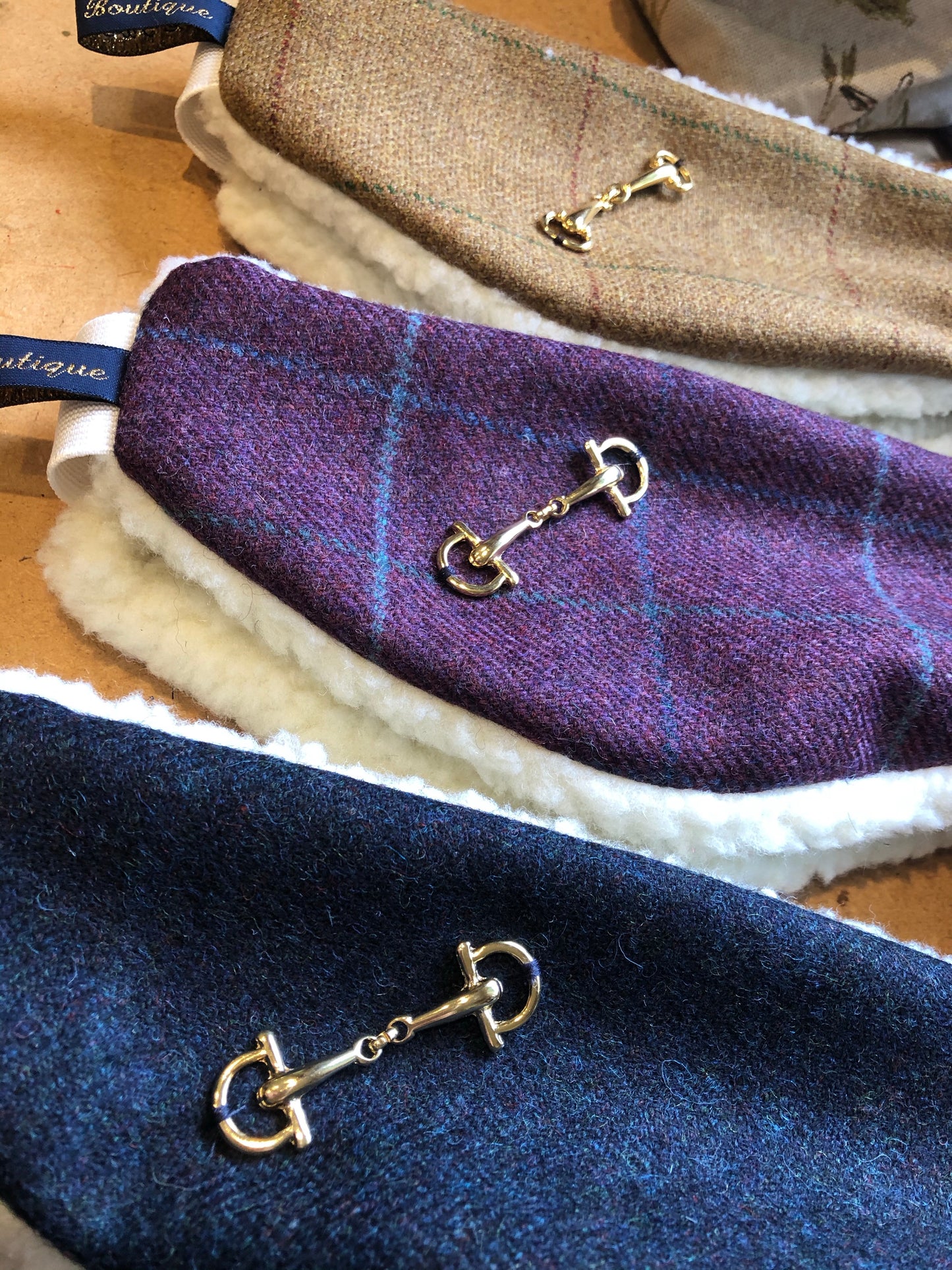 Luxury tweed and snaffle headband - Tan