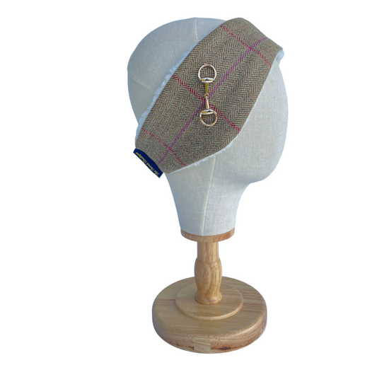 Luxury tweed headband & snood set - gold snaffle bit